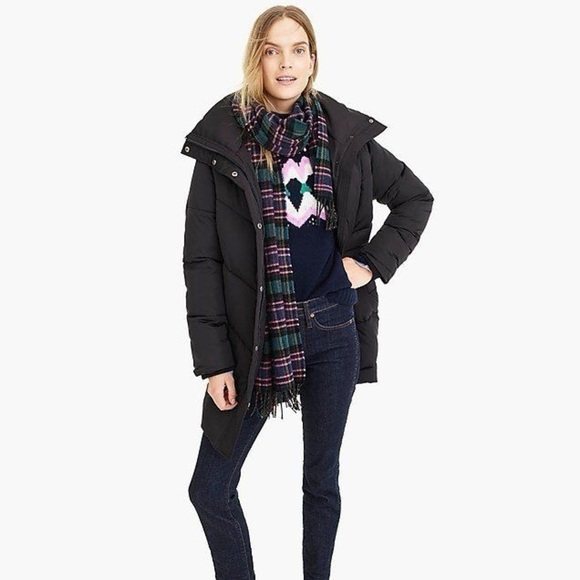 NWT Universal Standard for J. Crew Chevron Black Puffer Coat - Picture 3 of 12